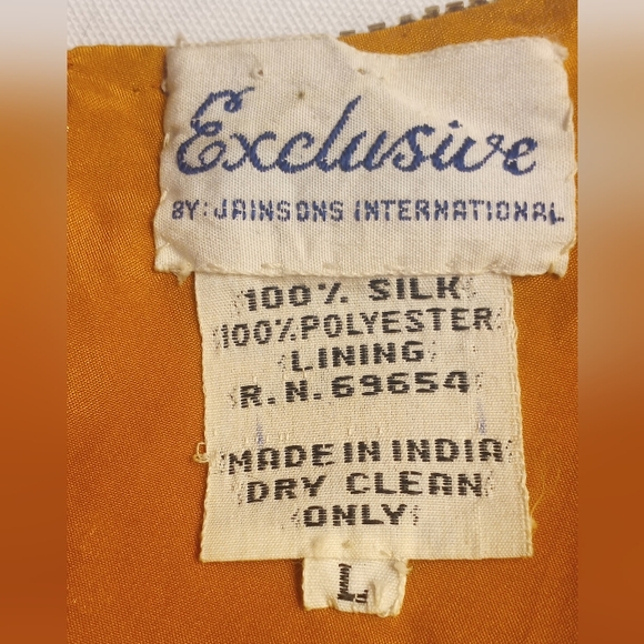 Vintage Silk Gold Sequined Made In India Dolman Sleeve Metallic Crew Neck L - Picture 9 of 12